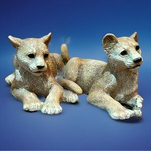 CASTAGNA LION CUBS FIGURINE VINTAGE TWO LION CUBS MADE IN ITALY
